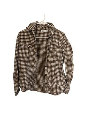 Hollister Black and Cream Plaid Button-Up Jacket